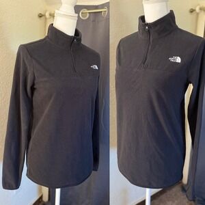 The North Face Womens TKA Glacier 1/4 Zip Fleece Pullover Black Small SP